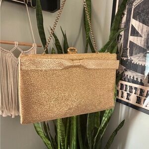 VTG 50s After Five Gold Bow-Accent Evening Clutch with Gloves